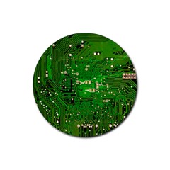 Circuit Board Rubber Coaster (round)  by Nexatart