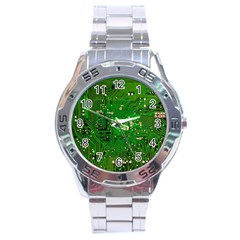 Circuit Board Stainless Steel Analogue Watch by Nexatart