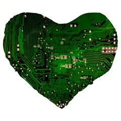 Circuit Board Large 19  Premium Heart Shape Cushions by Nexatart