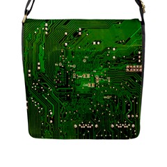 Circuit Board Flap Messenger Bag (l)  by Nexatart