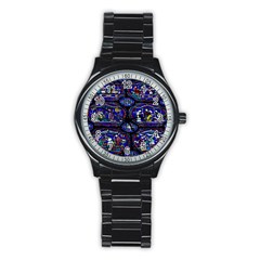 Church Window Canterbury Stainless Steel Round Watch by Nexatart