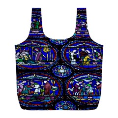 Church Window Canterbury Full Print Recycle Bags (l)  by Nexatart