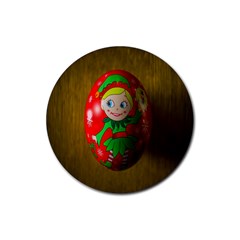 Christmas Wreath Ball Decoration Rubber Round Coaster (4 Pack)  by Nexatart