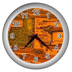 Circuit Wall Clocks (silver)  by Nexatart