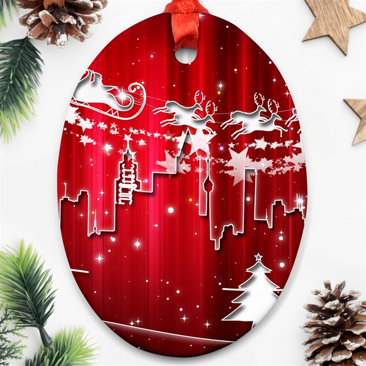 City Nicholas Reindeer View Ornament (Oval)