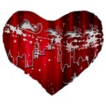 City Nicholas Reindeer View Large 19  Premium Flano Heart Shape Cushions Back