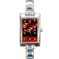 City Silhouette Christmas Star Rectangle Italian Charm Watch by Nexatart