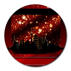 City Silhouette Christmas Star Round Mousepads by Nexatart