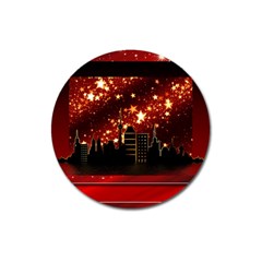 City Silhouette Christmas Star Magnet 3  (round) by Nexatart