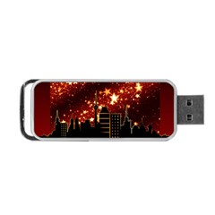 City Silhouette Christmas Star Portable Usb Flash (one Side) by Nexatart