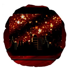 City Silhouette Christmas Star Large 18  Premium Round Cushions by Nexatart