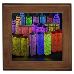 City Metropolis Sea Of Light Framed Tiles by Nexatart