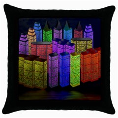 City Metropolis Sea Of Light Throw Pillow Case (black) by Nexatart