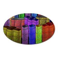 City Metropolis Sea Of Light Oval Magnet by Nexatart