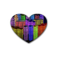 City Metropolis Sea Of Light Rubber Coaster (heart)  by Nexatart