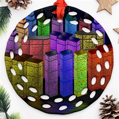 City Metropolis Sea Of Light Round Filigree Ornament (Two Sides)