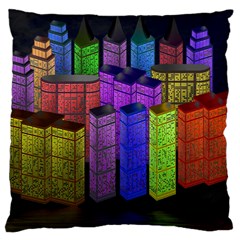 City Metropolis Sea Of Light Large Flano Cushion Case (One Side)