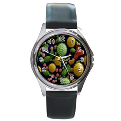 Colorized Pollen Macro View Round Metal Watch by Nexatart