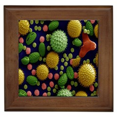 Colorized Pollen Macro View Framed Tiles by Nexatart