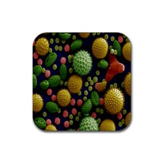 Colorized Pollen Macro View Rubber Coaster (square) 