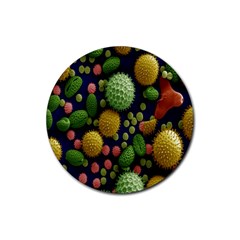 Colorized Pollen Macro View Rubber Coaster (round)  by Nexatart