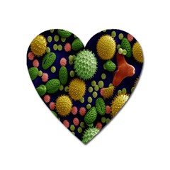 Colorized Pollen Macro View Heart Magnet by Nexatart