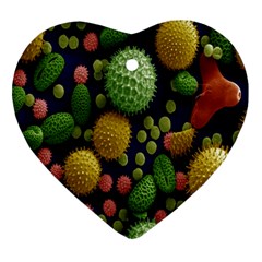 Colorized Pollen Macro View Heart Ornament (two Sides)