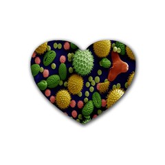 Colorized Pollen Macro View Rubber Coaster (heart)  by Nexatart