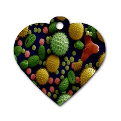 Colorized Pollen Macro View Dog Tag Heart (one Side) by Nexatart