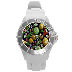 Colorized Pollen Macro View Round Plastic Sport Watch (l) by Nexatart