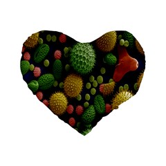 Colorized Pollen Macro View Standard 16  Premium Heart Shape Cushions by Nexatart