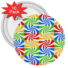 Colorful Abstract Creative 3  Buttons (10 pack) 