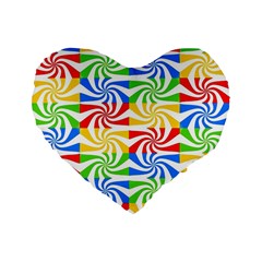 Colorful Abstract Creative Standard 16  Premium Flano Heart Shape Cushions by Nexatart