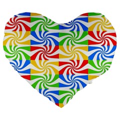 Colorful Abstract Creative Large 19  Premium Flano Heart Shape Cushions