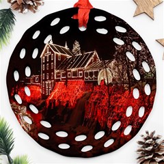 Clifton Mill Christmas Lights Round Filigree Ornament (two Sides) by Nexatart