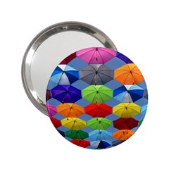 Color Umbrella Blue Sky Red Pink Grey And Green Folding Umbrella Painting 2 25  Handbag Mirrors by Nexatart