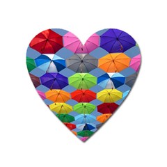 Color Umbrella Blue Sky Red Pink Grey And Green Folding Umbrella Painting Heart Magnet by Nexatart