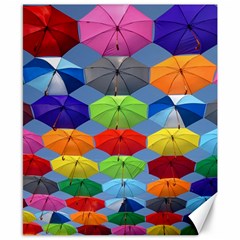 Color Umbrella Blue Sky Red Pink Grey And Green Folding Umbrella Painting Canvas 8  X 10  by Nexatart