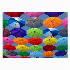 Color Umbrella Blue Sky Red Pink Grey And Green Folding Umbrella Painting Large Glasses Cloth (2-side) by Nexatart