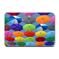 Color Umbrella Blue Sky Red Pink Grey And Green Folding Umbrella Painting Small Doormat  by Nexatart