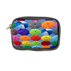 Color Umbrella Blue Sky Red Pink Grey And Green Folding Umbrella Painting Coin Purse by Nexatart