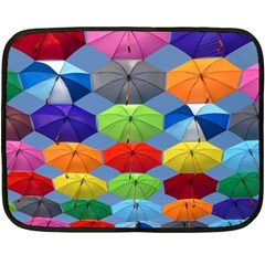 Color Umbrella Blue Sky Red Pink Grey And Green Folding Umbrella Painting Double Sided Fleece Blanket (mini)  by Nexatart