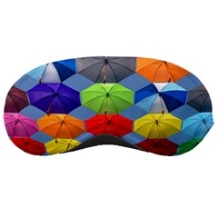 Color Umbrella Blue Sky Red Pink Grey And Green Folding Umbrella Painting Sleeping Masks by Nexatart