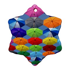 Color Umbrella Blue Sky Red Pink Grey And Green Folding Umbrella Painting Ornament (snowflake)