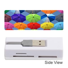 Color Umbrella Blue Sky Red Pink Grey And Green Folding Umbrella Painting Memory Card Reader (stick)  by Nexatart