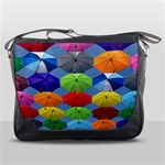 Color Umbrella Blue Sky Red Pink Grey And Green Folding Umbrella Painting Messenger Bags Front