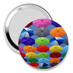 Color Umbrella Blue Sky Red Pink Grey And Green Folding Umbrella Painting 3  Handbag Mirrors by Nexatart