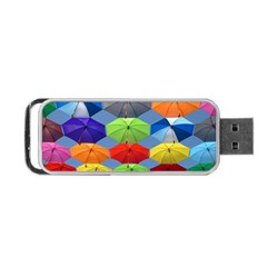 Color Umbrella Blue Sky Red Pink Grey And Green Folding Umbrella Painting Portable Usb Flash (one Side) by Nexatart