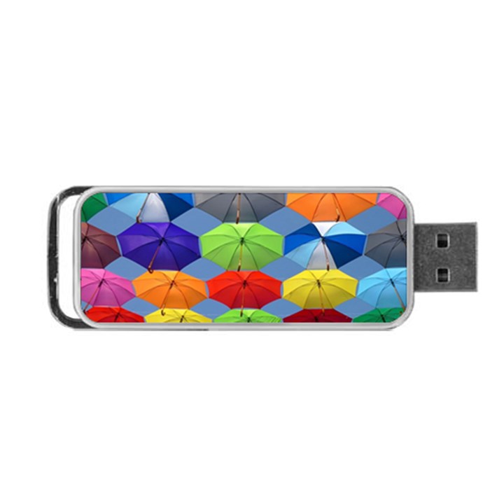 Color Umbrella Blue Sky Red Pink Grey And Green Folding Umbrella Painting Portable USB Flash (One Side)