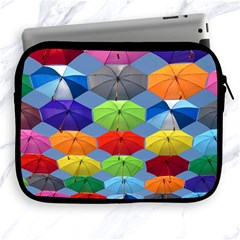 Color Umbrella Blue Sky Red Pink Grey And Green Folding Umbrella Painting Apple Ipad 2/3/4 Zipper Cases by Nexatart